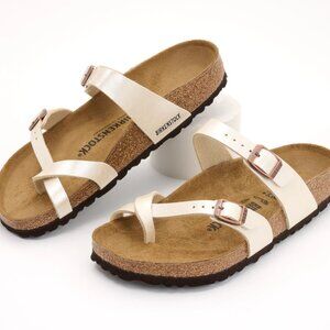 Birkenstock Recovery Slide Sandal with Toe Loop - Mayari Color Pearl White